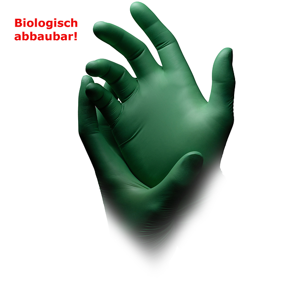 Handschuhe Nitril, puderfrei, biologisch abbaubar, Gr. M, 100 Stk., grün