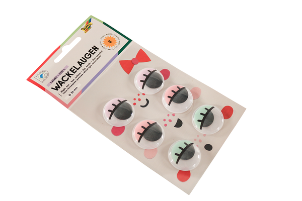 FOLIA Wackelaugen Wimpern, selbstklebend, 30 mm, 6 Stück