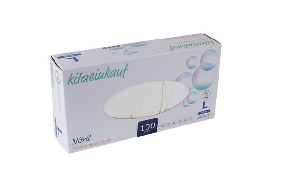 Handschuhe Nitril, puderfrei, Gr. L, 100 Stk., weiß