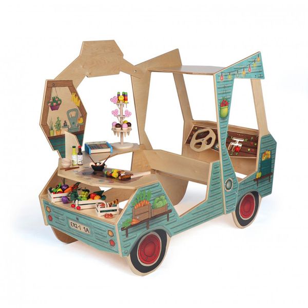 Holzspielzeug, Küche, Marktstand, Frischwaren, Kinderspielzeug