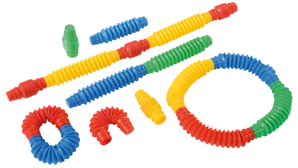 flexible tubing, stretchy tube set, spiral tubing, colorful coils, telescopic tubes