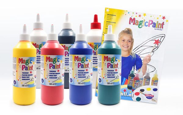 Magic Paint Zauberfarbe, 7er Set, farbig sortiert inkl. Textilmedium, je 500 ml