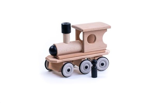 DYNAMIKO Holz-Zug-Set - Lokomotive und Personenwagen, ab 1,5 Jahre