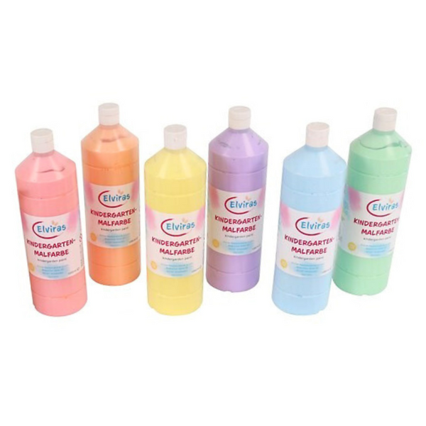 ELVIRAS Kindergartenmalfarbe Pastell-Set, 6x1000ml ELVIRAS Kindergartenmalfarbe Pastell-Set, 6x1000ml