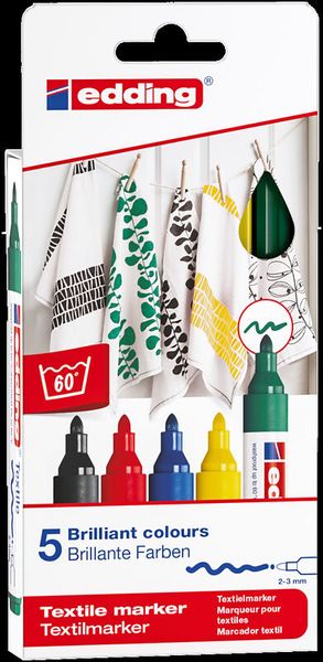 edding 4500 Textilmarker, 5er-Set, original Farben edding 4500 Textilmarker, 5er-Set, original Farben