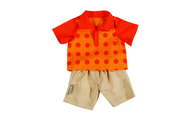 T-Shirt, Polka dots, Orange, Shorts, Kinder