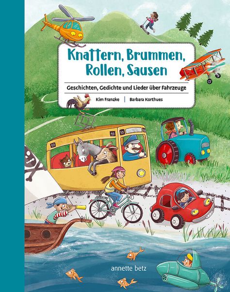 Kinderbuch, Fahrzeuge, Tierwelt, Landstraße, Illustration
