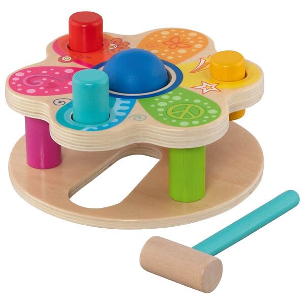 holzpuzzle, kinderspielzeug, hammerenspiel, farbig, motorik