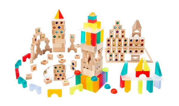 Lego‑artige Bausteine, Holzbausteine, Konstruktionsspielzeug, Bunte Bausteine, Steinaufbau-Konstruktion