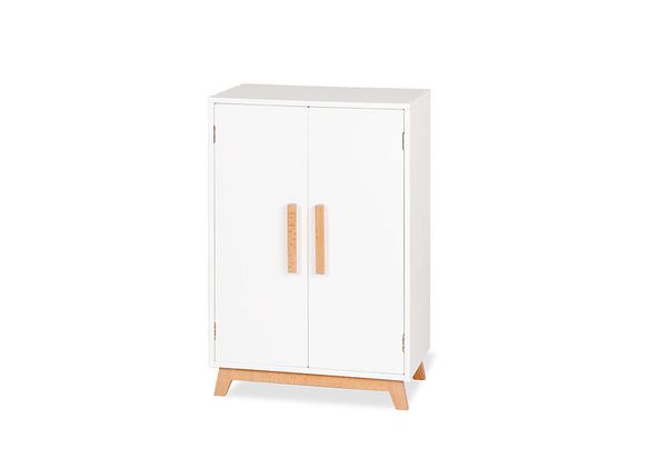 Kleiderschrank, Schrank, Holzbeine, Weiß, Doppeltürig