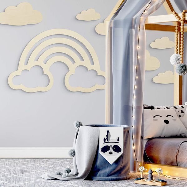 Holzdeko Pappel - Regenbogen mit Wolken, verschiedene Größen Holzdeko Pappel - Regenbogen mit Wolken, verschiedene Größen