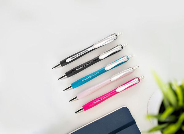 Schneider Kugelschreiber-Etui Slider Rave, 4 Stifte farbig sortiert, Mine in Blau