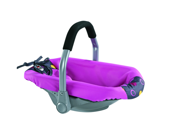  baby car seat,  infant carrier,  stroller insert,  purple fabric,  handlebar
