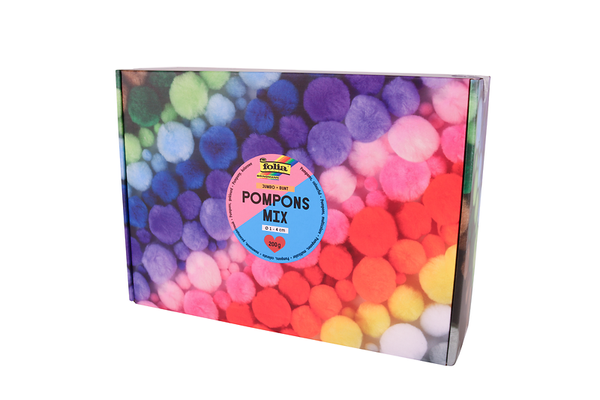 FOLIA Pompons Mix bunt, Ø 1-4 cm, 930 Stück Großpackung