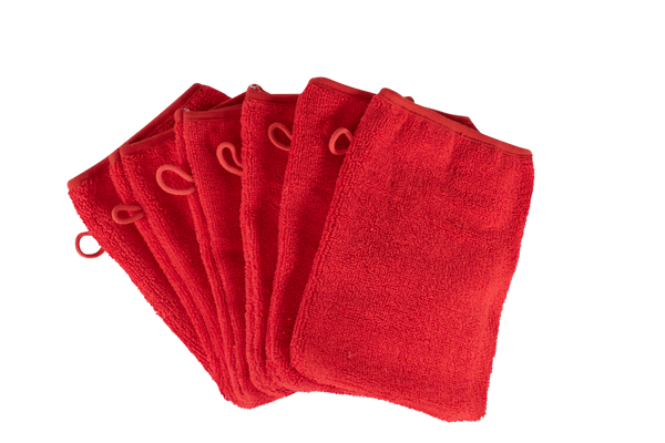 Waschhandschuh rot, 6 Stück
