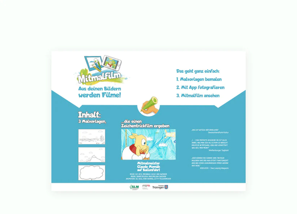 Mitmalfilm DIN A5 „Mitmalmeister Claude Momäh auf Ballonfahrt“ Mitmalfilm DIN A5 „Mitmalmeister Claude Momäh auf Ballonfahrt“