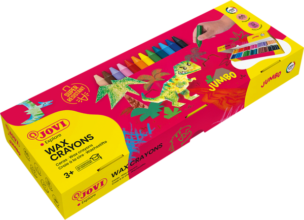 JOVI Wachsstifte Economy Pack, inkl. Spitzer, in 12 Farben sortiert, 300 Stück