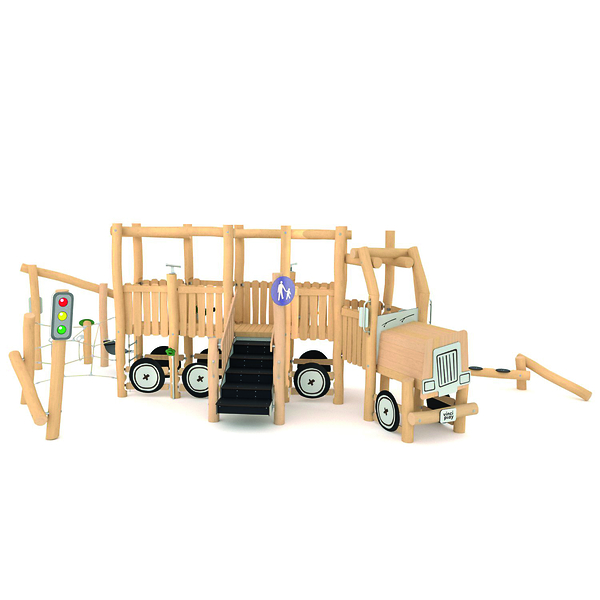 Holzspielanlage, Kinderfahrzeuge, Spielplatz, Waldspielzeug, Holzbau Klappar