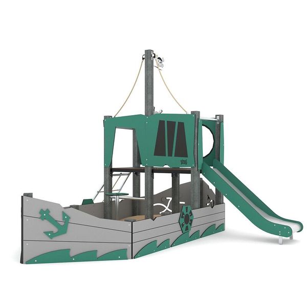 Spielplatz, Schiff, Rutsche, Holzkonstruktion, Piraten-Thema