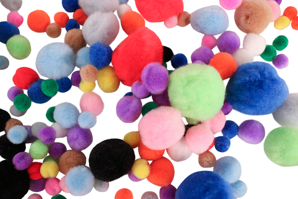 FOLIA Pompons Mix bunt, Ø 1-4 cm, 930 Stück Großpackung