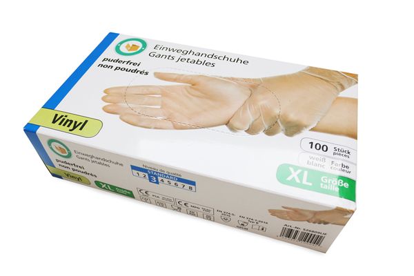 Einweghandschuhe, Gummihandschuhe, Vinyl, Einmalhandschuhe, Größe XL