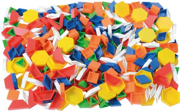 Puzzle-Teile, verbindende Fliesen, bunte Formen, Sechseckstücke, Konstruktionsbausteine