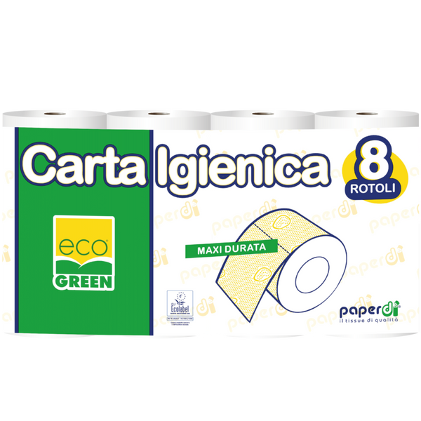 toilet paper, paper towel, eco green, 8 rolls, rollen