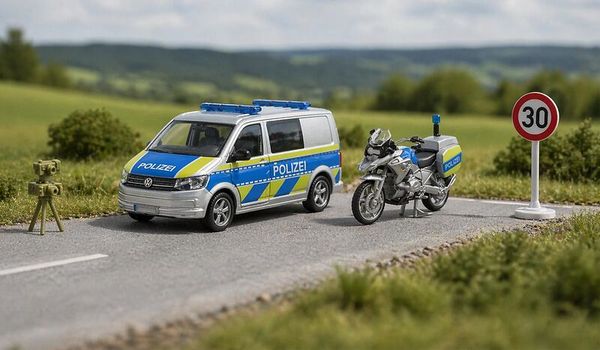 SIKU VW T6 mit BMW Polizeimotorrad - Set