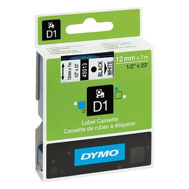 DYMO Schriftbandkassette 12 mm x 7 m, schwarz auf weiß DYMO Schriftbandkassette 12 mm x 7 m, schwarz auf weiß