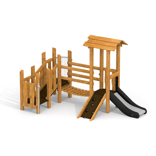 Holzspielanlage, Spielplatz, Rutsche, Kletterstruktur, Baukonstruktion
