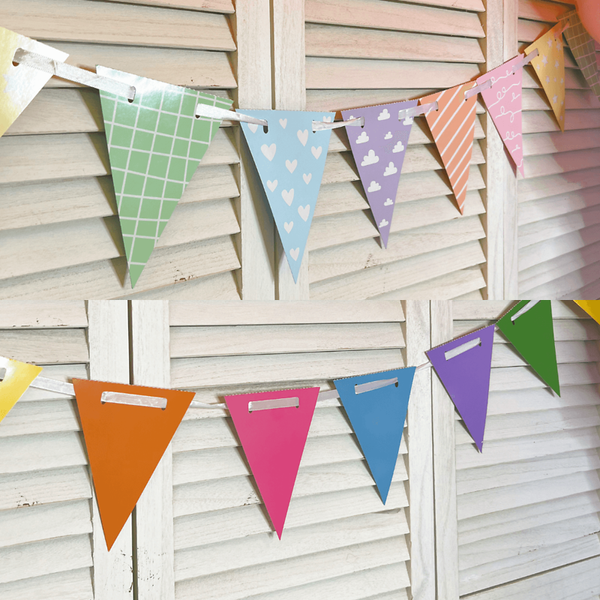 Garten Deko, Wimpelgirlande, Buntes Dreieckband, Party-Dekoration, Dekorationsbanner