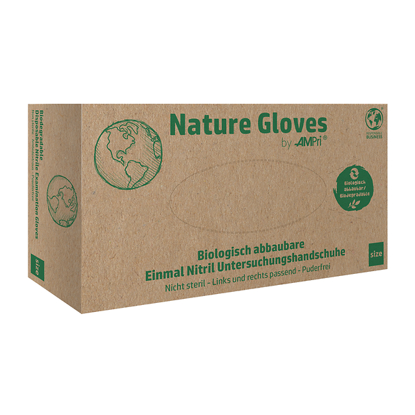 Naturhandschuhe, Nitril, Biologisch abbaubar, Größe, Puderfrei