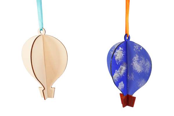 Luftballon, Holz, Holzluftballon, Kartenanhänger, Baumwollband