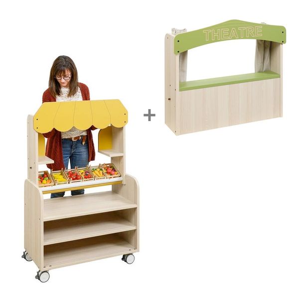 Gemüse-Stand, Küche, Holzregal, Wagen, Theater-Aufsatz
