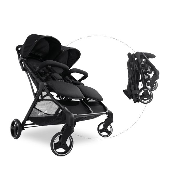 Doppelstroller, Kinderwagen, Zwillingswagen, faltbar, schwarz