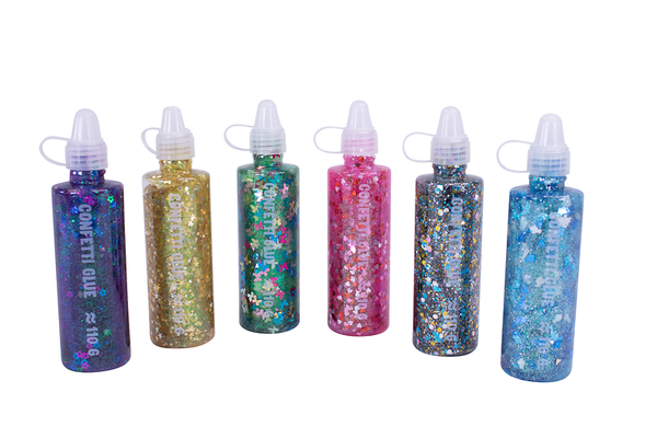 Glitterkleber, je 110 ml, 6 Flaschen