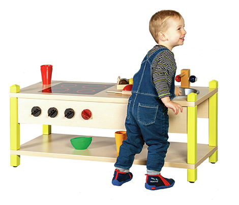 Holzküche, Kinderküche, Kochfeld, Kochutensilien, Spielküche