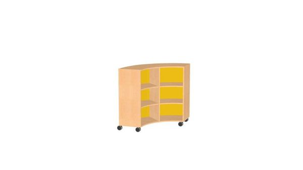 BasicPlus Viertelkreisschrank, offen, mit Plexiglasrückwand, je 2 feste Böden, mit Mittelwand, BxH: 141 x 120 cm
