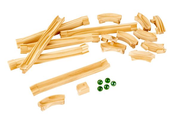 Holzstücke, Birkenholz, Spanketten, Holzstangen, Grün Perlen