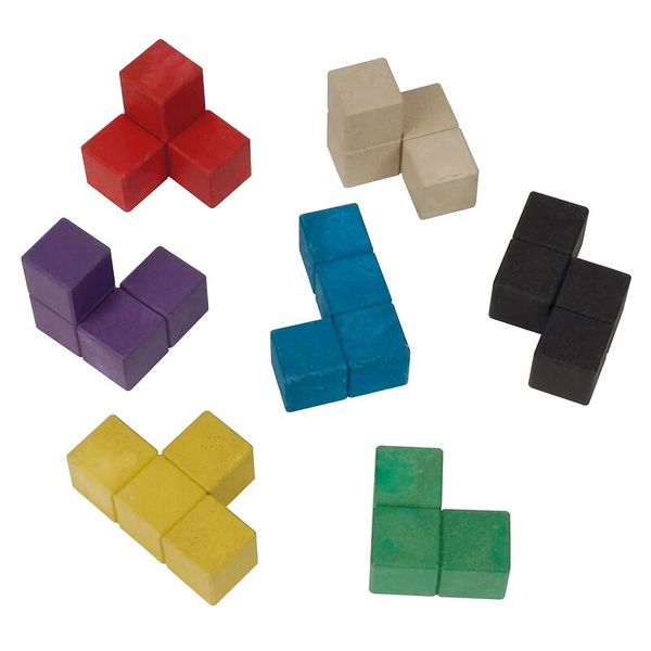 Soma-Holz-Würfel 60 x 60 mm, 7 Figuren bunt, inkl. Box