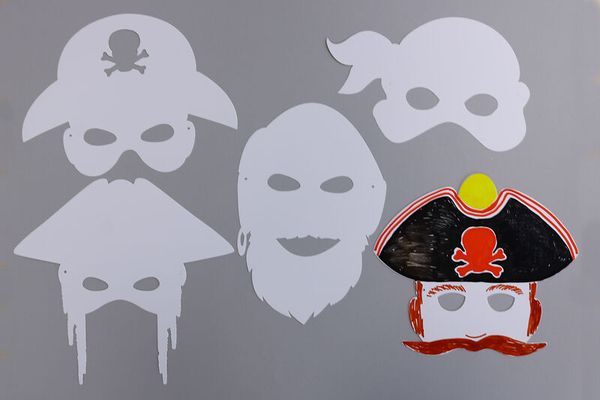Piraten-Masken, weiß, 16 Stück