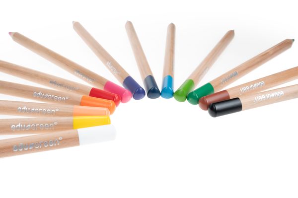edugreen Dreikantstifte mit Holzkiste, 12 Farben, 144 Stifte (SONDERANGEBOT)