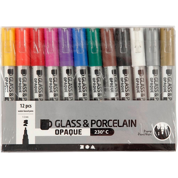 glas, porzellan, stifte, markierungen, 12 stück
