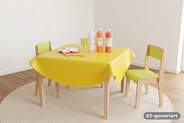 Tischdecke, RundeTischdecke, Kinderstuhl, Holztisch, Kinderstuhl Set