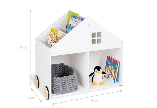 PINOLINO Kinderbüch-Regal mit Rollen Haus, weiß