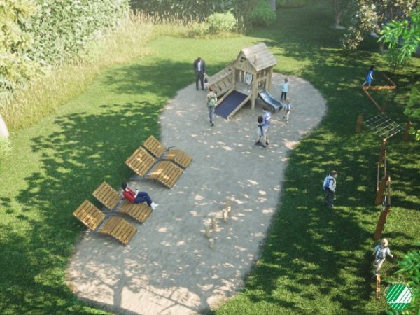 kindergarten, spielplatz, sandkasten, schaukelset, freizeitpark
