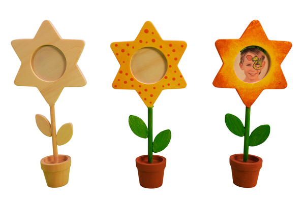 holzspielzeug, sonnenblume, blumenstab, pflanzentopf, kinderdeko