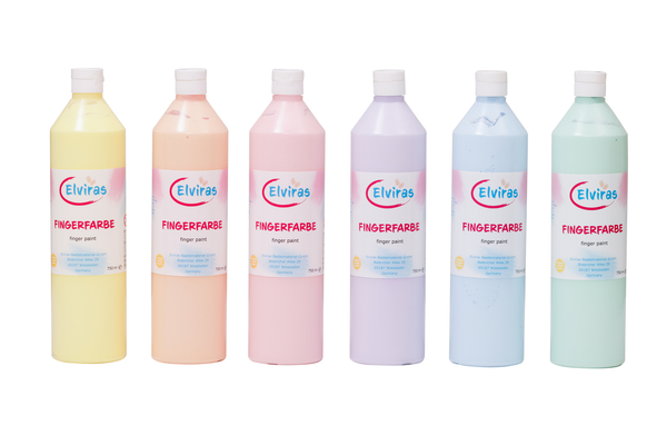 ELVIRAS Fingermalfarbe Pastellfarben-Set, 6 x 750 ml