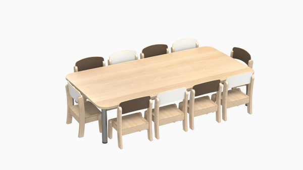 MATHOU Tisch-Stuhl-Kombination mit Metallbeinen - 10 Stühle, 1 rechteckiger Tisch (160 cm), 10 Jahre Garantie