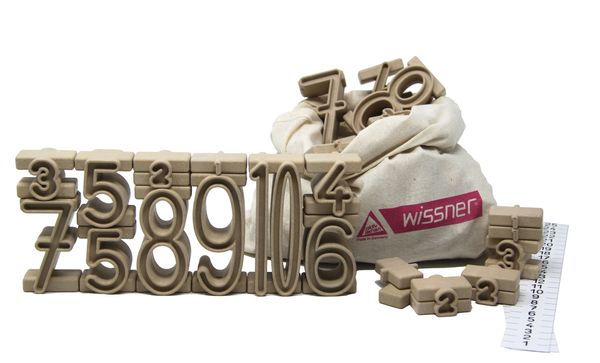 Re-Wood Stapelzahlen, 170er Set, im Baumwollbeutel Re-Wood Stapelzahlen, 170er Set, im Baumwollbeutel